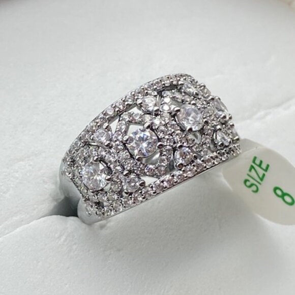 Diamond CZ on Hematite Plating RBP7411 Ring Size 8 - Picture 2 of 4